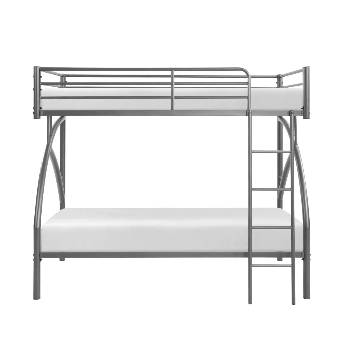 Twin/Twin Metal Bunk Bed with Gray Finish and Guard Rails