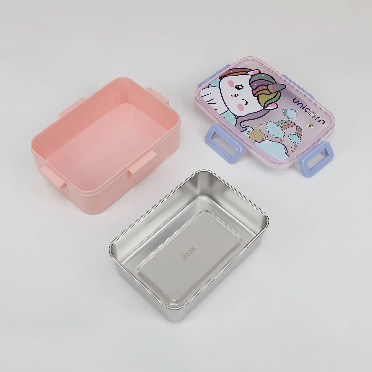 UNICORN PRINT LUNCH BOX - PINK & PURPLE