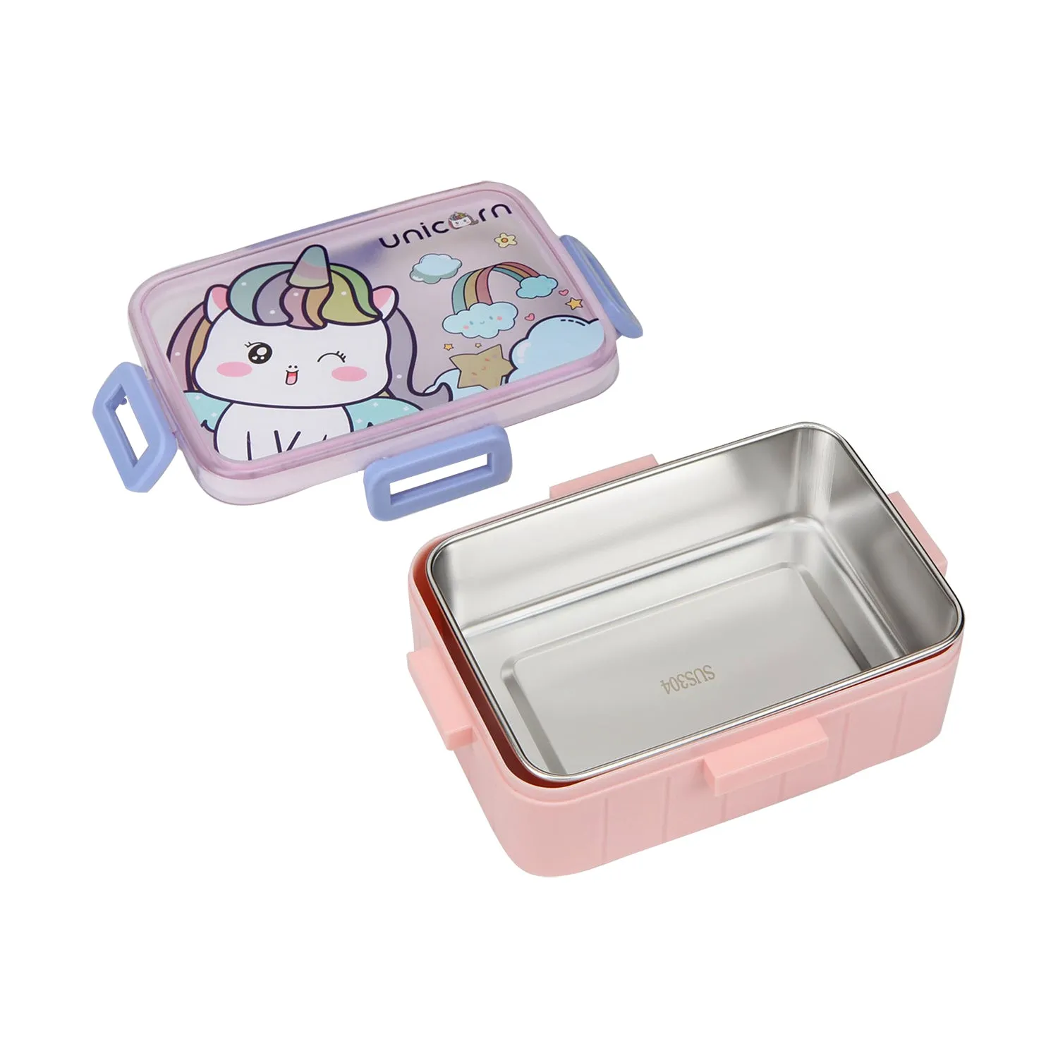 UNICORN PRINT LUNCH BOX - PINK & PURPLE