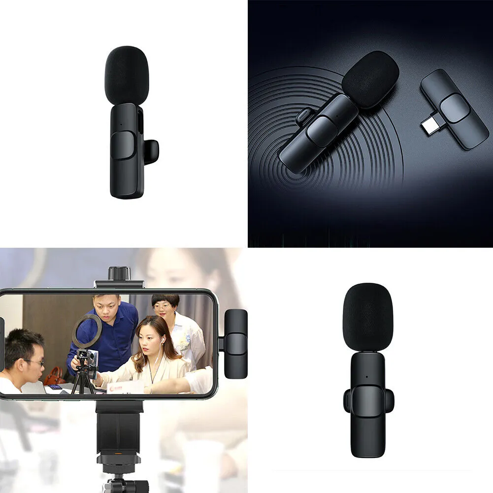 US 1-2 Pc Wireless Microphone Audio Video Recording Mini Mic For Android