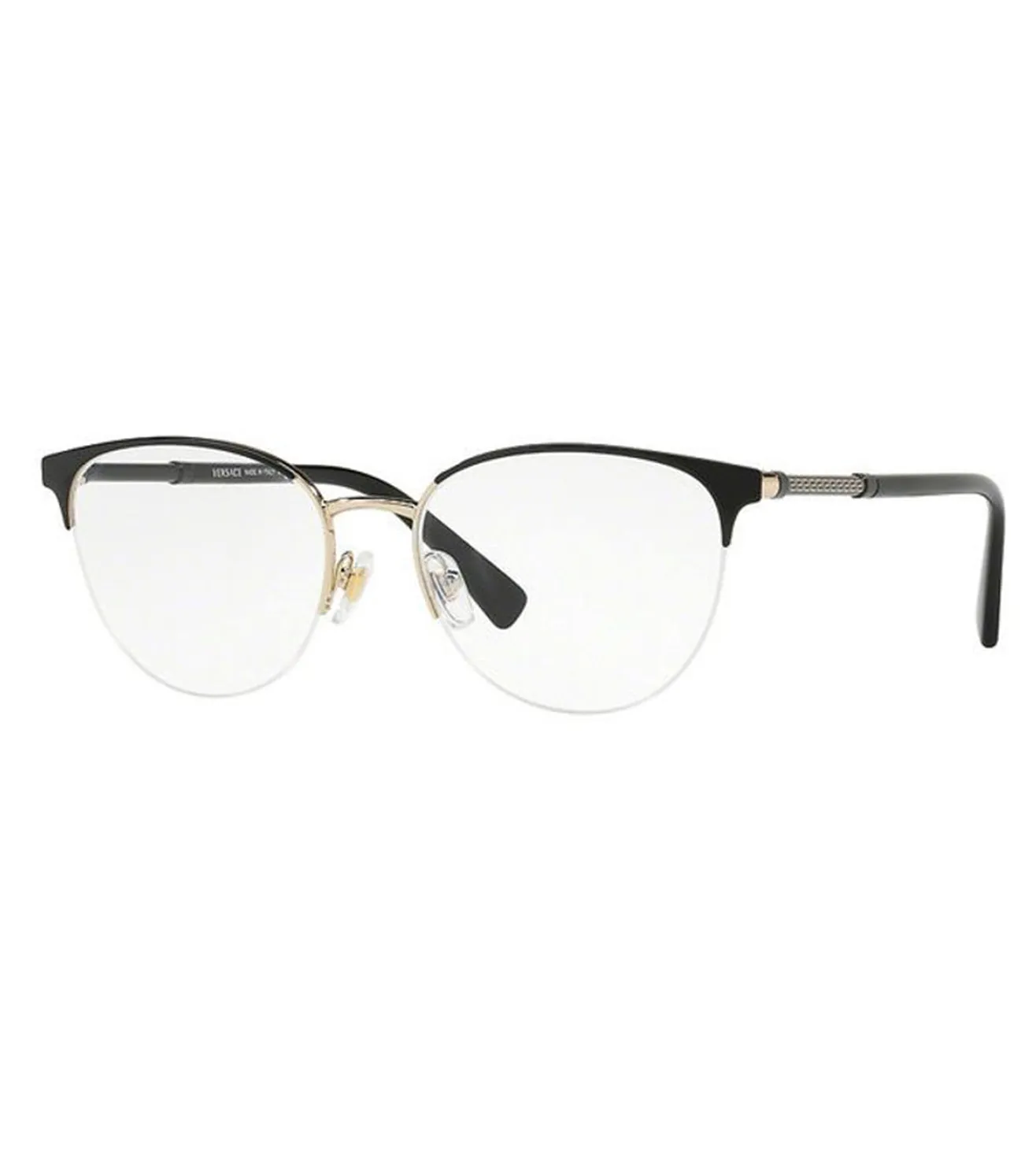 Versace Women's Black-Gold Round Optical Frame