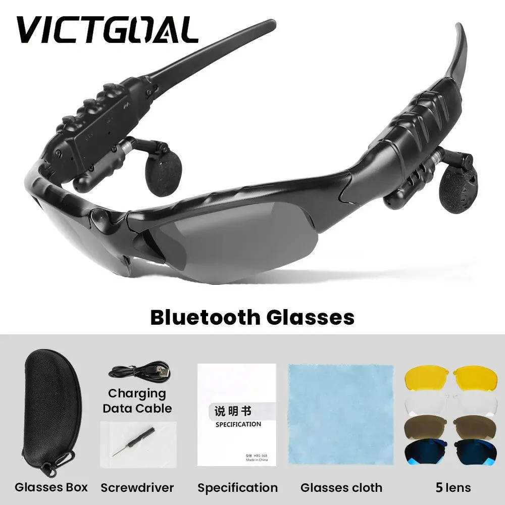 VICTGOAL Cycling Bluetooth Sports Glasses Polarized Men's Sunglasses For Bicycle Eyewear MTB Road Bike Earphone Smart Eyeglasses