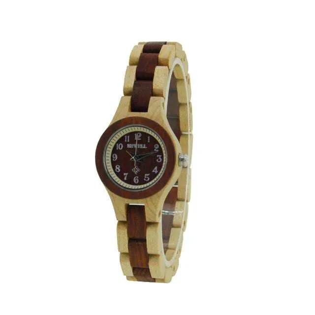 Water Resistance Ladies Fashion Quartz Wooden Watch