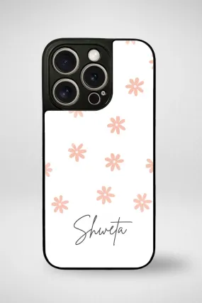 White Floral Customized Glass Mobile Case - iPhone, Samsung & OnePlus