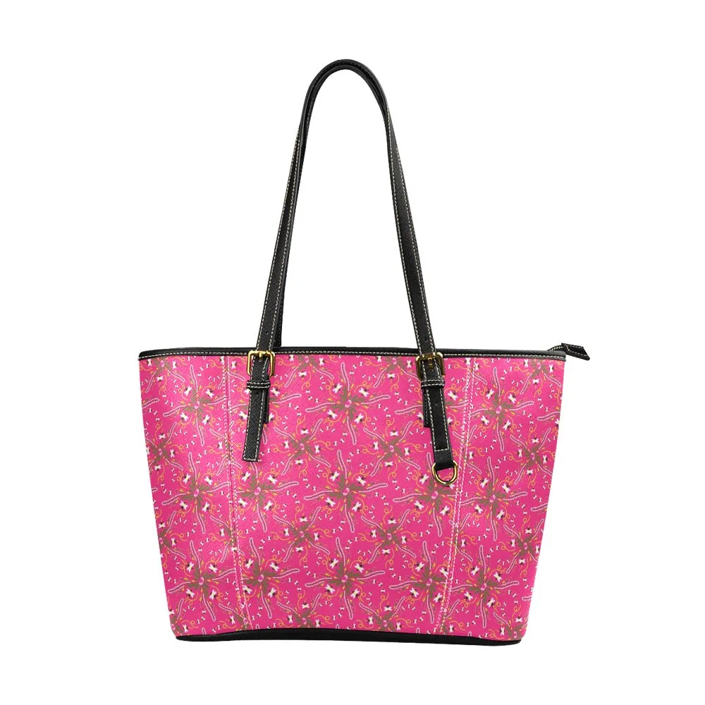 Willow Bee Bubblegum Leather Tote Bag/Large