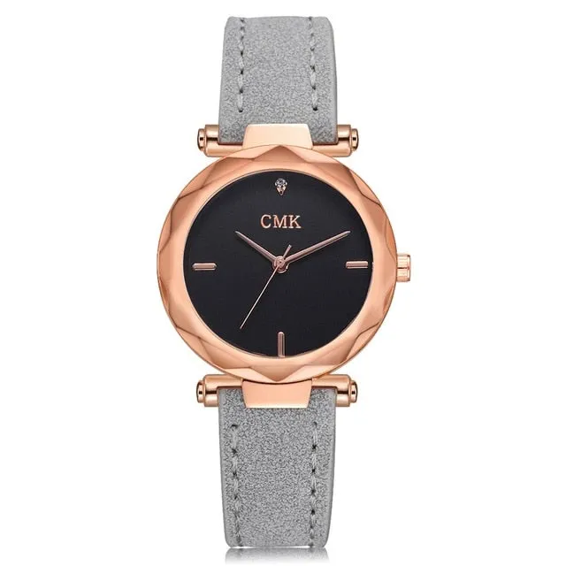 Women Brand Top Luxury Leather Watches Ladies Fashion Rose Gold Dress Quartz Wrist Watch 3D Dial Desgin Bracelet Watch