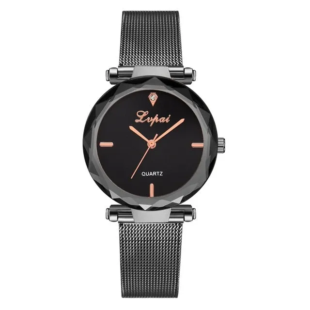 Women Brand Top Luxury Leather Watches Ladies Fashion Rose Gold Dress Quartz Wrist Watch 3D Dial Desgin Bracelet Watch