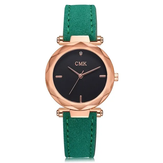 Women Brand Top Luxury Leather Watches Ladies Fashion Rose Gold Dress Quartz Wrist Watch 3D Dial Desgin Bracelet Watch