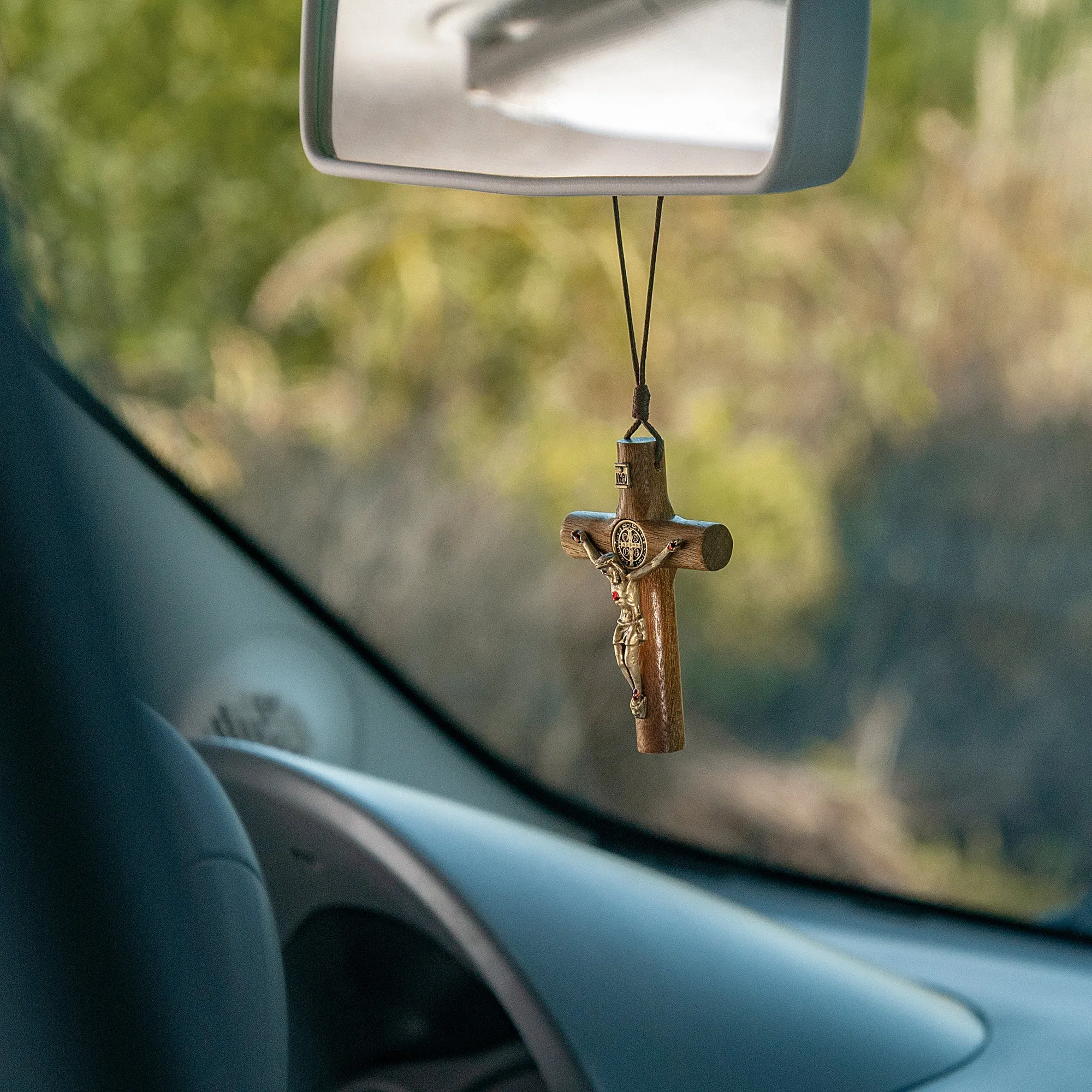 Wooden Cross Auto Accessory