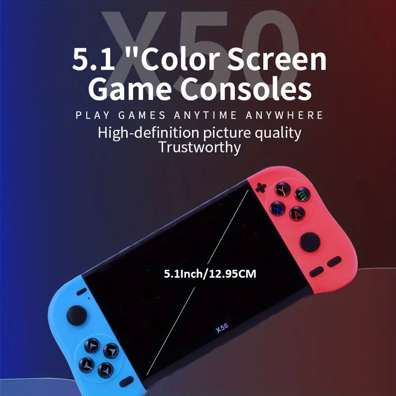 X50 HD Screen Game Console Portable Gamepad 12.95cm Retro Handheld Game Player  HD TV Output For Children Kids Gift