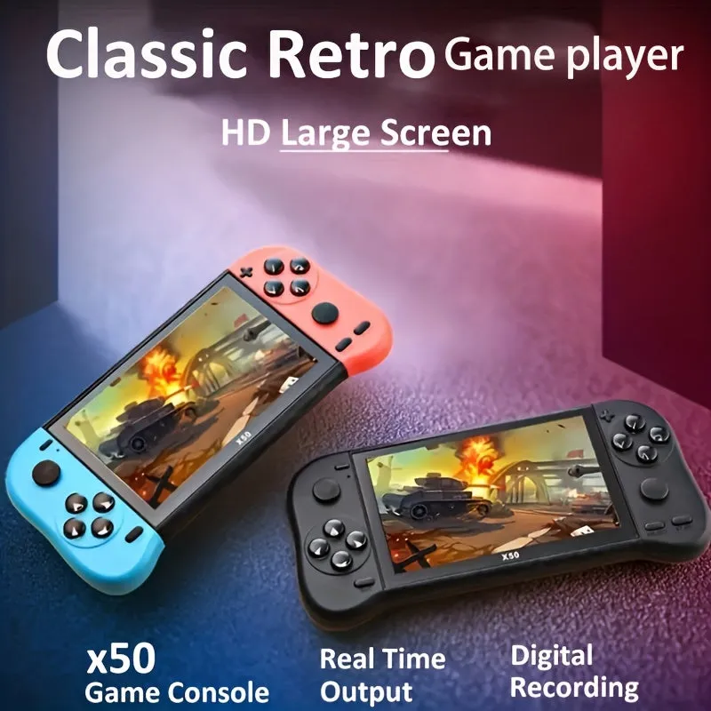 X50 HD Screen Game Console Portable Gamepad 12.95cm Retro Handheld Game Player  HD TV Output For Children Kids Gift