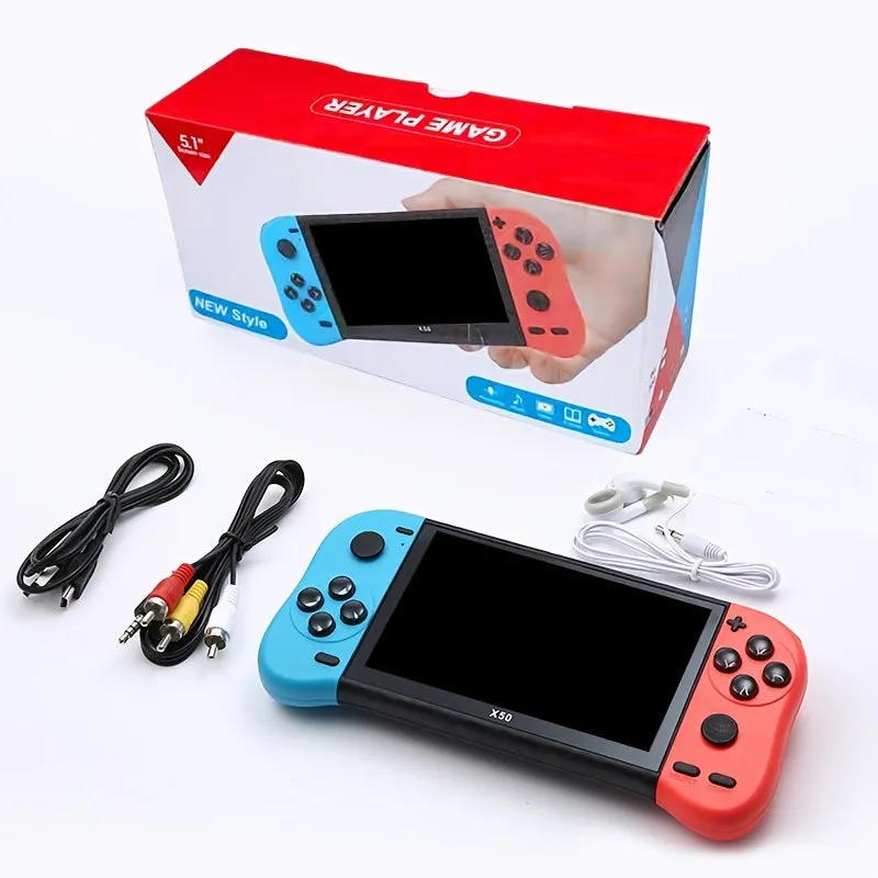 X50 HD Screen Game Console Portable Gamepad 12.95cm Retro Handheld Game Player  HD TV Output For Children Kids Gift